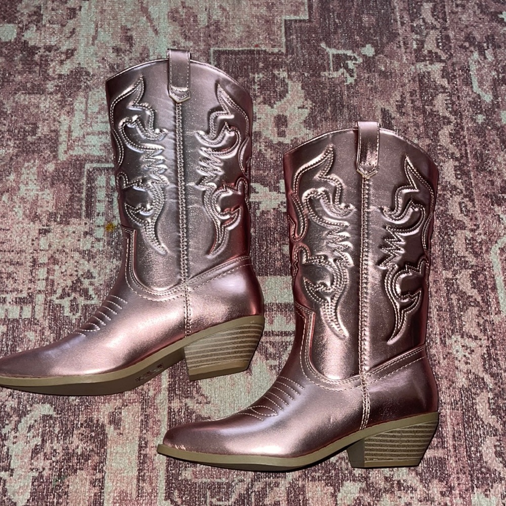 Pink Metallic Cowgirl Boots